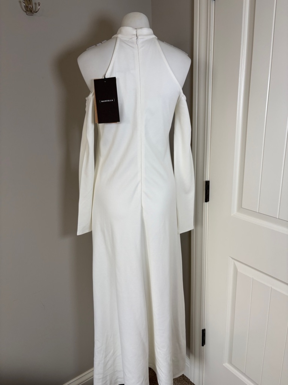 Marcella Kalene Dress Off White Long Sleeve Maxi Mock Neck Sz S NEW - Picture 6 of 12